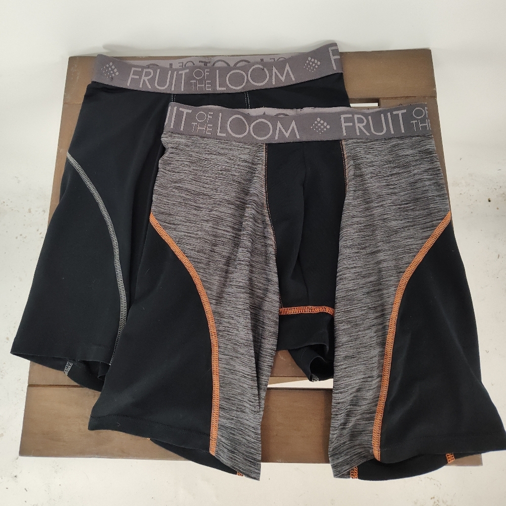 Fruit of the Loom Breathable NWOT 2 Pack Men's Black and Gray Boxer Briefs Sz Sm